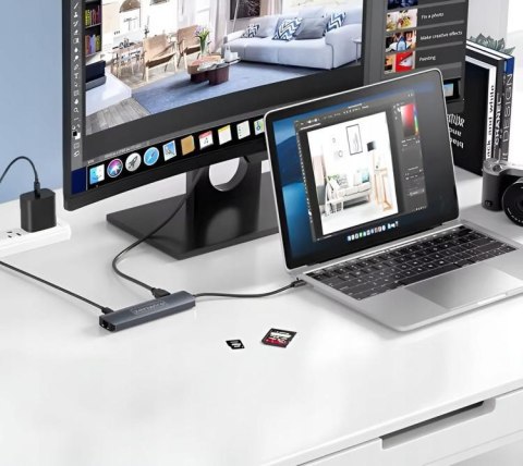 HUB USB-C Przejściówka ADAPTER 8w1 HDMI 2.0 4K 60 Hz Gigabit Ethernet 1000 Mbps Zenwire HUB81 ZENWIRE