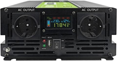 PRZETWORNICA NAPIĘCIA Green Cell PowerInverter LCD 12V / 230V 2000W/4000W CZYSTA SINUSOIDA GREEN CELL