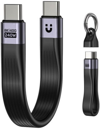 Unitek Kabel USB-C w formie breloka | USB4 | 40 Gb/s | 240W PD 8K | 13 cm, czarny UNITEK