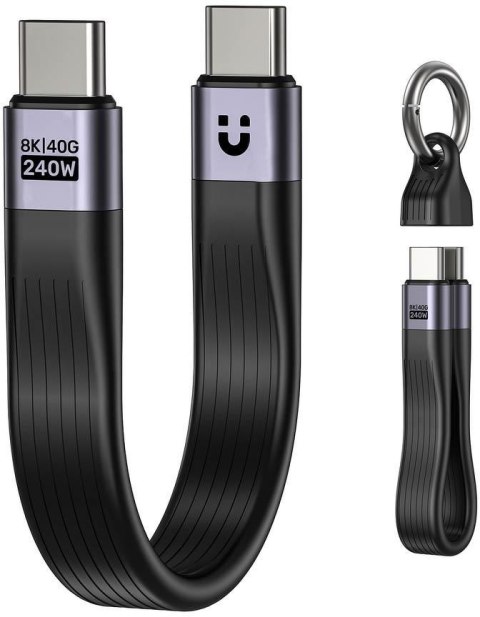 Unitek Kabel USB-C w formie breloka | USB4 | 40 Gb/s | 240W PD 8K | 13 cm, czarny UNITEK