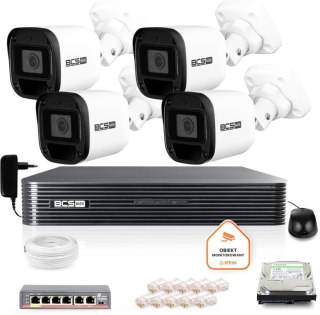 Zestaw monitoringu IP BCS Basic 4x Kamera BCS-B-TIP12FR3(2.0) Rejestrator z dyskiem BCS