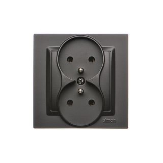 KONTAKT SIMON 10 CZARNY MAT GNIAZDO Z/U 2X ZACISKI ŚRUBOWE 16A 250V KONTAK-SIMON