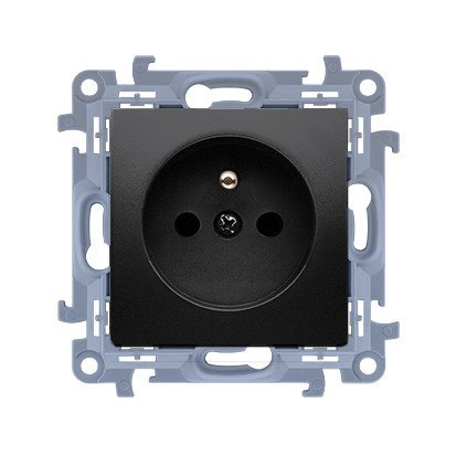 KONTAKT SIMON 10 MODUŁ CZARNY MAT GNIAZDO 1X Z/U Z PRZESŁONAMI SZYBKOZŁĄCZA 16A 250V KONTAK-SIMON