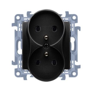 KONTAKT SIMON 10 MODUŁ CZARNY MAT GNIAZDO 2X Z/U ZACISKI ŚRUBOWE 16A 250V KONTAK-SIMON