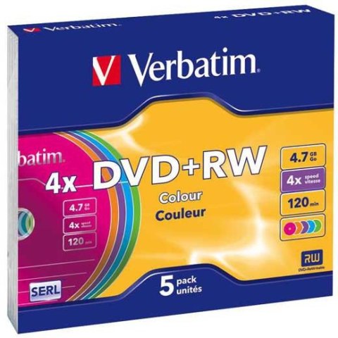 Płyty DVD+RW Verbatim Slim Color (5szt) VERBATIM