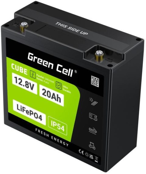 AKUMULATOR LITOWO-ŻELAZOWO-FOSFORANOWY LiFePO4 Green Cell Cube 12.8V 20Ah LFPGC12V20AH GREEN CELL