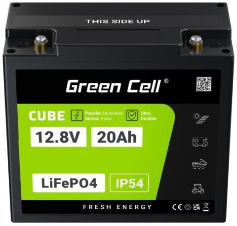 AKUMULATOR LITOWO-ŻELAZOWO-FOSFORANOWY LiFePO4 Green Cell Cube 12.8V 20Ah LFPGC12V20AH GREEN CELL