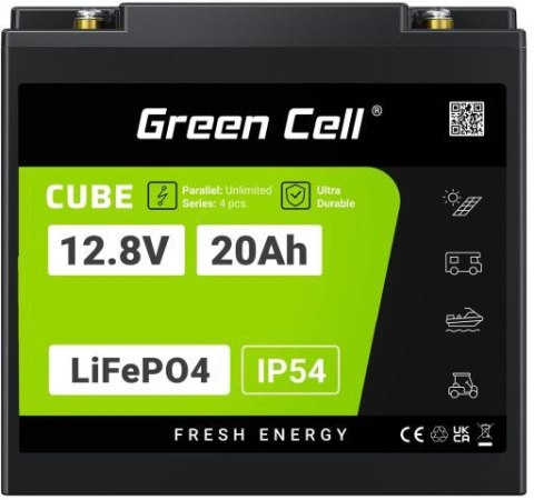 AKUMULATOR LITOWO-ŻELAZOWO-FOSFORANOWY LiFePO4 Green Cell Cube 12.8V 20Ah LFPGC12V20AH GREEN CELL