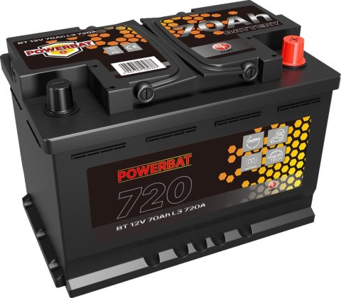 Akumulator AGM samochodowy START-STOP POWERBAT L3 12 V 70 Ah POWERBAT