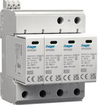 HAGER SPD Ogr. przepięć T1+T2 MOV 4P SPA931 HAGER