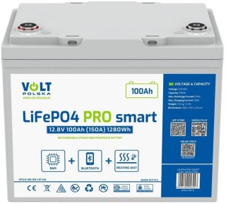 Akumulator LiFePO4 Volt Polska PRO SMART 12,8V 100 Ah (150A) BMS BLUETOOTH + MATA GRZEWCZA VOLT POLSKA
