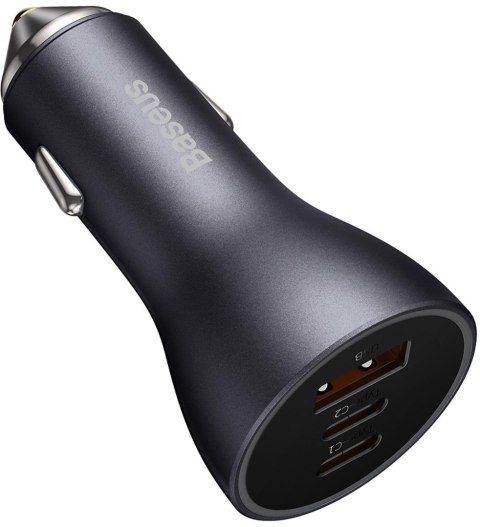 Baseus Golden Contactor Pro ładowarka samochodowa USB-A + 2x USB-C 65W ciemnoszary BASEUS