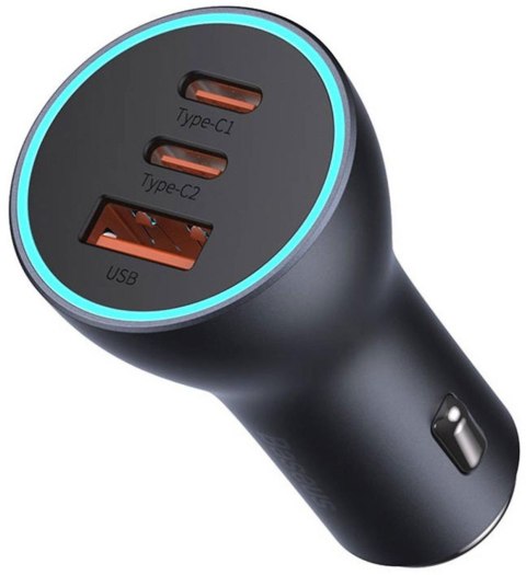 Baseus Golden Contactor Pro ładowarka samochodowa USB-A + 2x USB-C 65W ciemnoszary BASEUS