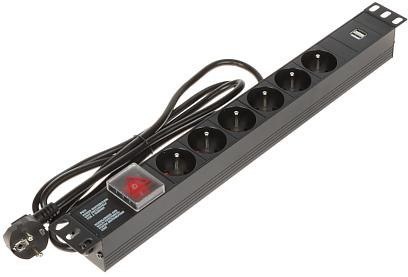 Listwa zasilająca 6 gniazd Schuko PD-6/R-USB DELTA