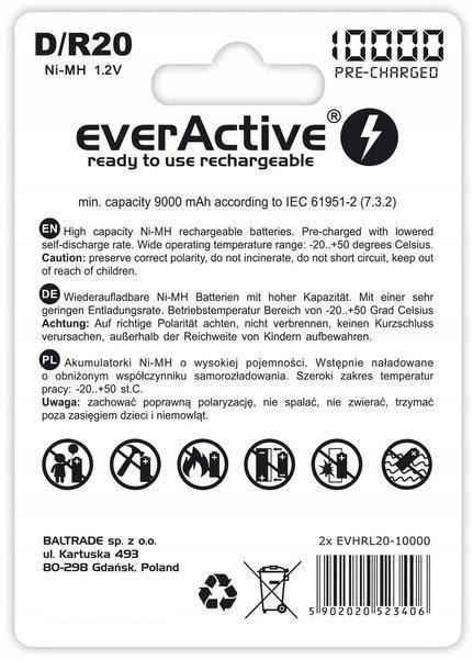 Akumulatorki D / R20 Ni-MH everActive 10000mAh Professional Line (box 2 szt.) EVERACTIVE