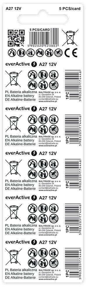 Bateria A27 / 27A everActive 12V (blister 5 szt.) EVERACTIVE