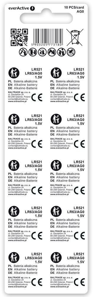 Bateria AG0 / G0 / LR63 / LR521 everActive 1,5V (blister 10 szt.) EVERACTIVE