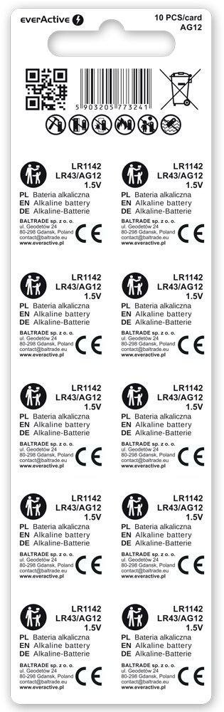 Bateria AG12 / G12 / LR43 / LR1142 everActive 1,5V (blister 10 szt.) EVERACTIVE