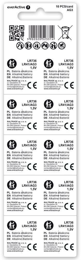 Bateria AG3 / G3 / LR736 / LR41 everActive 1,5V (blister 10 szt.) EVERACTIVE