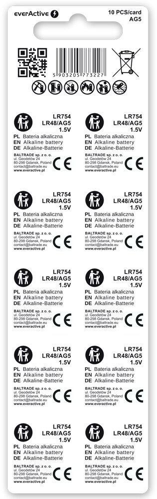 Bateria AG5 / G5 / LR48 / LR754 everActive 1,5V (blister 10 szt.) EVERACTIVE