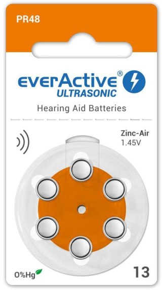 Bateria do aparatu słuchowego everActive ULTRASONIC 13 / PR48 (blister 6 szt.) EVERACTIVE