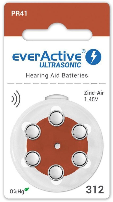 Bateria do aparatu słuchowego everActive ULTRASONIC 312 / PR41 (blister 6 szt.) EVERACTIVE