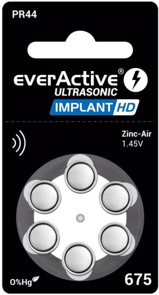 Bateria do aparatu słuchowego everActive ULTRASONIC IMPLANT HD 675 / PR44 (blister 6 szt.) EVERACTIVE