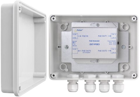 EXTENDER POE PULSAR EXT-POE3H W OBUDOWIE HERMETYCZNEJ DO 3 KAMER IP PULSAR