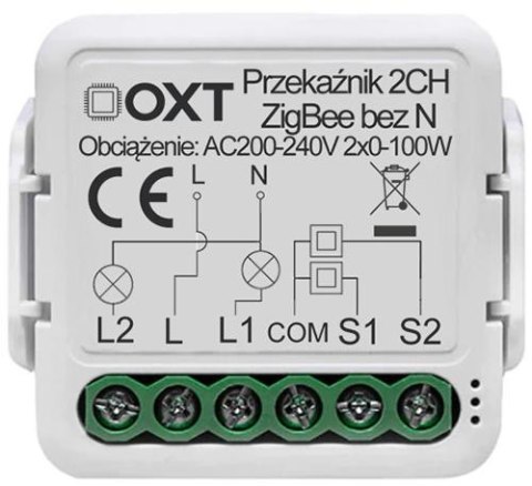 Moduł OXT mini przekaźnik 2 obw. bez N ZigBee TUYA T272 OXT