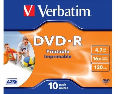 Płyty DVD-R Verbatim AZO Printable jewel box (10szt) VERBATIM