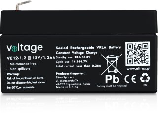 Akumulator AGM Voltage 12V 1,2Ah VE12-1.2 (Żywotność 6-9 lat) VOLTAGE