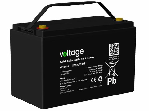Akumulator AGM Voltage 12V 120Ah VE12-120 (Żywotność 6-9 lat) VOLTAGE