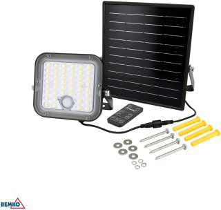 NAŚWIETLACZ SOLARNY LED BEMKO SOLPAR 10W 1500LM 3000/4000K IP65 CZARNY CZ. PIR BEMKO