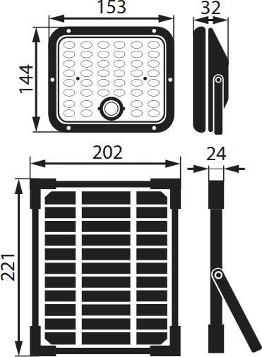 NAŚWIETLACZ SOLARNY LED BEMKO SOLPAR 10W 1500LM 3000/4000K IP65 CZARNY CZ. PIR BEMKO
