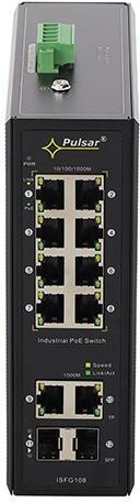 Switch przemysłowy PoE PULSAR ISFG108 (8xPoE, 2xSFP, 2xRJ45) PULSAR