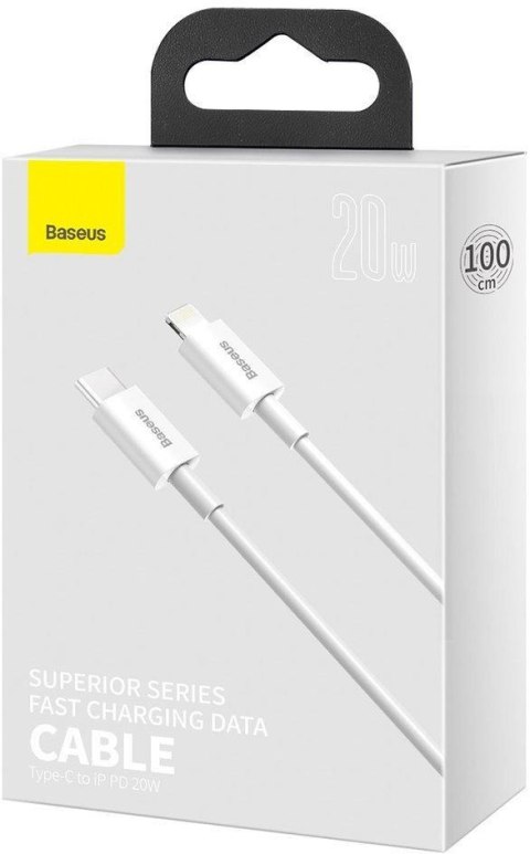 KABEL USB-C / Lightning iPhone Baseus Superior CATLYS-A02 1m 20W PD Quick Charging BIAŁY PREMIUM BASEUS
