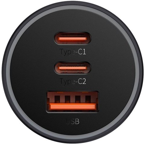 Ładowarka samochodowa Baseus Golden Contractor Pro CGJP010013 65 W 2x USB-C 1x USB-A ciemnoszara BASEUS