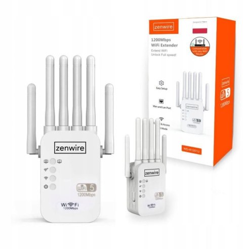 Wzmacniacz Sygnału Repeater WiFi 5 Zewnętrzny Repeater Access Point Zenwire WD-R1201U 1200 Mb/s ZENWIRE