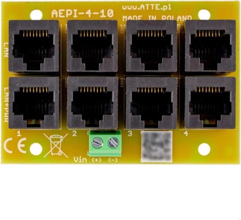 Adapter PoE PASSIVE 4 kanałowy 10/100 ATTE AEPI-4-10-OF ATTE