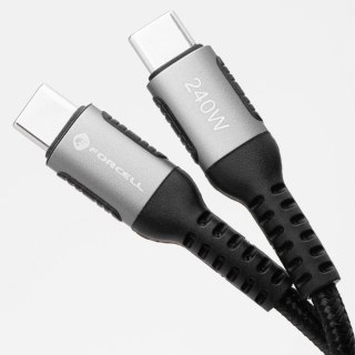 KABEL USB-C / USB-C Forcell F-Energy Cafule 200 cm 240 W 5A PD QC 4.0 CZARNY W OPLOCIE FORCELL