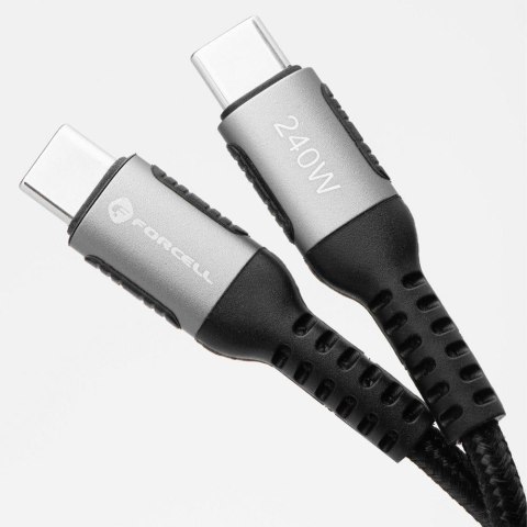 KABEL USB-C / USB-C Forcell F-Energy Cafule 300 cm 240 W 5A PD QC 4.0 CZARNY W OPLOCIE FORCELL