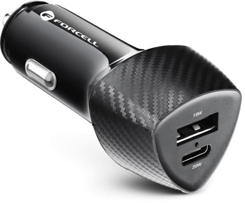 ŁADOWARKA SAMOCHODOWA Forcell Carbon CC50-1A1C 38 W 1x USB-C 1x USB-A PD 3.0 QC 3.0 CZARNA FORCELL