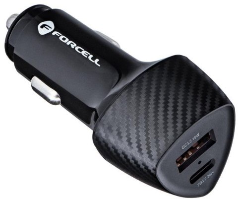 ŁADOWARKA SAMOCHODOWA Forcell Carbon CC50-1A1C 38 W 1x USB-C 1x USB-A PD 3.0 QC 3.0 CZARNA FORCELL