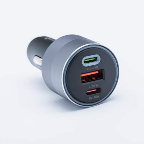 ŁADOWARKA SAMOCHODOWA Forcell F-Energy 65 W 2x USB-C 1x USB-A PD 3.0 QC 4.0 SZARA FORCELL