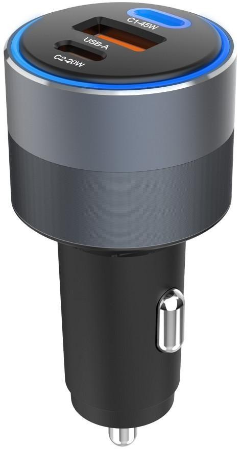 ŁADOWARKA SAMOCHODOWA Forcell F-Energy 65 W 2x USB-C 1x USB-A PD 3.0 QC 4.0 SZARA FORCELL