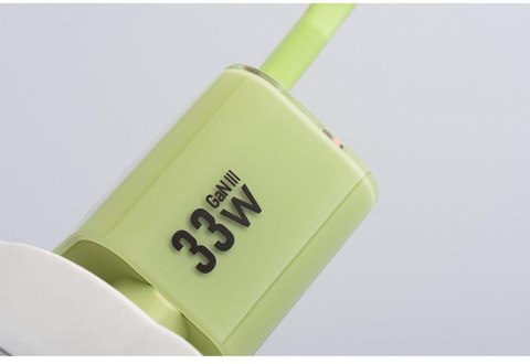 ŁADOWARKA SIECIOWA Forcell F-Energy GaN III VT-41 33 W 1x USB-C 1x USB-A PD 3.0 QC 4.0 ZIELONA FORCELL