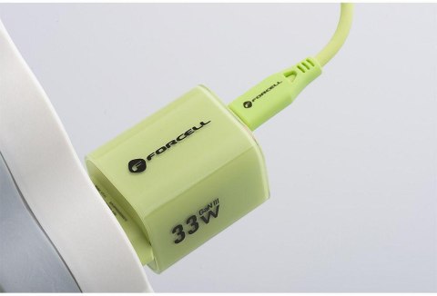ŁADOWARKA SIECIOWA Forcell F-Energy GaN III VT-41 33 W 1x USB-C 1x USB-A PD 3.0 QC 4.0 ZIELONA FORCELL