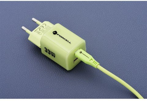 ŁADOWARKA SIECIOWA Forcell F-Energy GaN III VT-41 33 W 1x USB-C 1x USB-A PD 3.0 QC 4.0 ZIELONA FORCELL