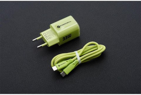 ŁADOWARKA SIECIOWA Forcell F-Energy GaN III VT-41 33 W 1x USB-C 1x USB-A PD 3.0 QC 4.0 ZIELONA FORCELL