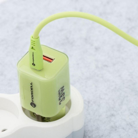 ŁADOWARKA SIECIOWA Forcell F-Energy GaN III VT-41 33 W 1x USB-C 1x USB-A PD 3.0 QC 4.0 ZIELONA FORCELL